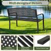 imageGiantex Outdoor Bench Garden Bench with Iron Steel Frame PVC Backrest Mesh Pattern Ergonomic Armrests 500 lbs Metal Outside Bench for Patio Park Porch Lawn Yard Balcony Path Entryway Deck5024335