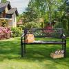 imageGiantex Outdoor Bench Garden Bench with Iron Steel Frame PVC Backrest Mesh Pattern Ergonomic Armrests 500 lbs Metal Outside Bench for Patio Park Porch Lawn Yard Balcony Path Entryway Deck46L x 20W x 30H