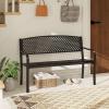 imageGiantex Outdoor Bench Garden Bench with Iron Steel Frame PVC Backrest Mesh Pattern Ergonomic Armrests 500 lbs Metal Outside Bench for Patio Park Porch Lawn Yard Balcony Path Entryway Deck5024335
