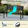imageGiantex Outdoor Bench Garden Bench with Iron Steel Frame PVC Backrest Mesh Pattern Ergonomic Armrests 500 lbs Metal Outside Bench for Patio Park Porch Lawn Yard Balcony Path Entryway Deck5024335