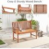 imageGiantex Outdoor Bench Wood Patio Bench with Cozy Armrests amp Backrest Slatted Sitting Area Eucalyptus Wood Frame 2Person Loveseat for Park Porch Yard 800 lbs Max Load Garden Bench Eucalyptus