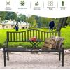 imageGiantex Outdoor Bench with Pullout Middle Table 500Lbs Capacity Outside Loveseat Chair 23 Person Patio Seating Metal Garden Benches for Front Porch Pool Deck Outside BlackBlack