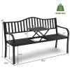imageGiantex Outdoor Bench with Pullout Middle Table 500Lbs Capacity Outside Loveseat Chair 23 Person Patio Seating Metal Garden Benches for Front Porch Pool Deck Outside BlackBlack