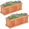 imageGiantex Outdoor Raised Garden Bed 40 x 13 x 12 Pine Wood Planter Box with 3 Drainage Holes Removable Bottom amp Bed Liner Rectangular Flower Container for Vegetables Herbs Indoor amp OutdoorCedar Brown