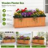 imageGiantex Outdoor Raised Garden Bed 40 x 13 x 12 Pine Wood Planter Box with 3 Drainage Holes Removable Bottom amp Bed Liner Rectangular Flower Container for Vegetables Herbs Indoor amp OutdoorOrange
