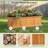 imageGiantex Outdoor Raised Garden Bed 40 x 13 x 12 Pine Wood Planter Box with 3 Drainage Holes Removable Bottom amp Bed Liner Rectangular Flower Container for Vegetables Herbs Indoor amp OutdoorOrange