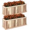 imageGiantex Outdoor Raised Garden Bed 40 x 13 x 12 Pine Wood Planter Box with 3 Drainage Holes Removable Bottom amp Bed Liner Rectangular Flower Container for Vegetables Herbs Indoor amp OutdoorNatural