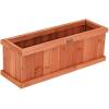 imageGiantex Outdoor Raised Garden Bed 40 x 13 x 12 Pine Wood Planter Box with 3 Drainage Holes Removable Bottom amp Bed Liner Rectangular Flower Container for Vegetables Herbs Indoor amp OutdoorCedar Brown
