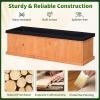 imageGiantex Outdoor Raised Garden Bed 40 x 13 x 12 Pine Wood Planter Box with 3 Drainage Holes Removable Bottom amp Bed Liner Rectangular Flower Container for Vegetables Herbs Indoor amp OutdoorOrange