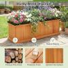 imageGiantex Outdoor Raised Garden Bed 40 x 13 x 12 Pine Wood Planter Box with 3 Drainage Holes Removable Bottom amp Bed Liner Rectangular Flower Container for Vegetables Herbs Indoor amp OutdoorOrange