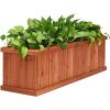 imageGiantex Outdoor Raised Garden Bed 40 x 13 x 12 Pine Wood Planter Box with 3 Drainage Holes Removable Bottom amp Bed Liner Rectangular Flower Container for Vegetables Herbs Indoor amp OutdoorCedar Brown