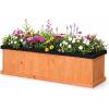 imageGiantex Outdoor Raised Garden Bed 40 x 13 x 12 Pine Wood Planter Box with 3 Drainage Holes Removable Bottom amp Bed Liner Rectangular Flower Container for Vegetables Herbs Indoor amp OutdoorOrange