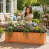imageGiantex Outdoor Raised Garden Bed 40 x 13 x 12 Pine Wood Planter Box with 3 Drainage Holes Removable Bottom amp Bed Liner Rectangular Flower Container for Vegetables Herbs Indoor amp OutdoorOrange