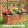 imageGiantex Outdoor Raised Garden Bed 40 x 13 x 12 Pine Wood Planter Box with 3 Drainage Holes Removable Bottom amp Bed Liner Rectangular Flower Container for Vegetables Herbs Indoor amp OutdoorOrange