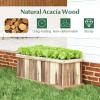 imageGiantex Outdoor Raised Garden Bed 40 x 13 x 12 Pine Wood Planter Box with 3 Drainage Holes Removable Bottom amp Bed Liner Rectangular Flower Container for Vegetables Herbs Indoor amp OutdoorNatural