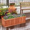 imageGiantex Outdoor Raised Garden Bed 40 x 13 x 12 Pine Wood Planter Box with 3 Drainage Holes Removable Bottom amp Bed Liner Rectangular Flower Container for Vegetables Herbs Indoor amp OutdoorCedar Brown