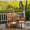 imageGiantex Patio Dining Table Outdoor Solid Wood Table for 4 or 6 Persons with 15 Umbrella Hole Indoor Outside Table for Lawn Backyard Garden