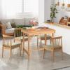 imageGiantex Patio Dining Table Outdoor Solid Wood Table for 4 or 6 Persons with 15 Umbrella Hole Indoor Outside Table for Lawn Backyard Garden