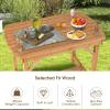 imageGiantex Patio Dining Table Outdoor Solid Wood Table for 4 or 6 Persons with 15 Umbrella Hole Indoor Outside Table for Lawn Backyard Garden
