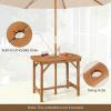 imageGiantex Patio Dining Table Outdoor Solid Wood Table for 4 or 6 Persons with 15 Umbrella Hole Indoor Outside Table for Lawn Backyard Garden