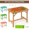 imageGiantex Patio Dining Table Outdoor Solid Wood Table for 4 or 6 Persons with 15 Umbrella Hole Indoor Outside Table for Lawn Backyard Garden