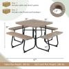 imageGiantex Picnic Table Set for Up to 8 Persons Round Outdoor Table and Bench Set with Umbrella Hole HDPE Top amp Metal Frame 2000LBS Capacity Patio Table Bench for Deck Backyard Garden GreenCoral Reef