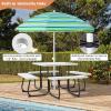 imageGiantex Picnic Table Set for Up to 8 Persons Round Outdoor Table and Bench Set with Umbrella Hole HDPE Top amp Metal Frame 2000LBS Capacity Patio Table Bench for Deck Backyard Garden GreenWhite