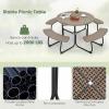 imageGiantex Picnic Table Set for Up to 8 Persons Round Outdoor Table and Bench Set with Umbrella Hole HDPE Top amp Metal Frame 2000LBS Capacity Patio Table Bench for Deck Backyard Garden GreenCoral Reef