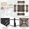 imageGiantex Picnic Table Set for Up to 8 Persons Round Outdoor Table and Bench Set with Umbrella Hole HDPE Top amp Metal Frame 2000LBS Capacity Patio Table Bench for Deck Backyard Garden GreenCoral Reef