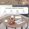 imageGiantex Picnic Table Set for Up to 8 Persons Round Outdoor Table and Bench Set with Umbrella Hole HDPE Top amp Metal Frame 2000LBS Capacity Patio Table Bench for Deck Backyard Garden GreenCoral Reef