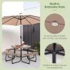 imageGiantex Picnic Table Set for Up to 8 Persons Round Outdoor Table and Bench Set with Umbrella Hole HDPE Top amp Metal Frame 2000LBS Capacity Patio Table Bench for Deck Backyard Garden GreenCoral Reef