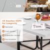 imageGiantex Picnic Table Set for Up to 8 Persons Round Outdoor Table and Bench Set with Umbrella Hole HDPE Top amp Metal Frame 2000LBS Capacity Patio Table Bench for Deck Backyard Garden GreenGrey