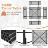 imageGiantex Picnic Table Set for Up to 8 Persons Round Outdoor Table and Bench Set with Umbrella Hole HDPE Top amp Metal Frame 2000LBS Capacity Patio Table Bench for Deck Backyard Garden GreenGrey