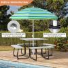 imageGiantex Picnic Table Set for Up to 8 Persons Round Outdoor Table and Bench Set with Umbrella Hole HDPE Top amp Metal Frame 2000LBS Capacity Patio Table Bench for Deck Backyard Garden GreenGrey
