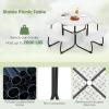 imageGiantex Picnic Table Set for Up to 8 Persons Round Outdoor Table and Bench Set with Umbrella Hole HDPE Top amp Metal Frame 2000LBS Capacity Patio Table Bench for Deck Backyard Garden GreenWhite