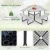 imageGiantex Picnic Table Set for Up to 8 Persons Round Outdoor Table and Bench Set with Umbrella Hole HDPE Top amp Metal Frame 2000LBS Capacity Patio Table Bench for Deck Backyard Garden GreenGrey