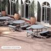 imageGiantex Picnic Table Set for Up to 8 Persons Round Outdoor Table and Bench Set with Umbrella Hole HDPE Top amp Metal Frame 2000LBS Capacity Patio Table Bench for Deck Backyard Garden GreenGrey