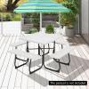 imageGiantex Picnic Table Set for Up to 8 Persons Round Outdoor Table and Bench Set with Umbrella Hole HDPE Top amp Metal Frame 2000LBS Capacity Patio Table Bench for Deck Backyard Garden GreenWhite