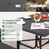 imageGiantex Picnic Table Set for Up to 8 Persons Round Outdoor Table and Bench Set with Umbrella Hole HDPE Top amp Metal Frame 2000LBS Capacity Patio Table Bench for Deck Backyard Garden GreenBlack