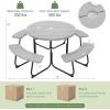 imageGiantex Picnic Table Set for Up to 8 Persons Round Outdoor Table and Bench Set with Umbrella Hole HDPE Top amp Metal Frame 2000LBS Capacity Patio Table Bench for Deck Backyard Garden GreenGrey