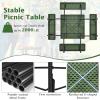 imageGiantex Picnic Table Set for Up to 8 Persons Round Outdoor Table and Bench Set with Umbrella Hole HDPE Top amp Metal Frame 2000LBS Capacity Patio Table Bench for Deck Backyard Garden GreenGreen