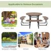 imageGiantex Picnic Table Set for Up to 8 Persons Round Outdoor Table and Bench Set with Umbrella Hole HDPE Top amp Metal Frame 2000LBS Capacity Patio Table Bench for Deck Backyard Garden GreenCoral Reef