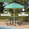 imageGiantex Picnic Table Set for Up to 8 Persons Round Outdoor Table and Bench Set with Umbrella Hole HDPE Top amp Metal Frame 2000LBS Capacity Patio Table Bench for Deck Backyard Garden GreenGreen