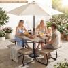 imageGiantex Picnic Table Set for Up to 8 Persons Round Outdoor Table and Bench Set with Umbrella Hole HDPE Top amp Metal Frame 2000LBS Capacity Patio Table Bench for Deck Backyard Garden GreenCoral Reef