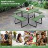 imageGiantex Picnic Table Set for Up to 8 Persons Round Outdoor Table and Bench Set with Umbrella Hole HDPE Top amp Metal Frame 2000LBS Capacity Patio Table Bench for Deck Backyard Garden GreenGreen