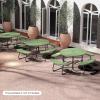 imageGiantex Picnic Table Set for Up to 8 Persons Round Outdoor Table and Bench Set with Umbrella Hole HDPE Top amp Metal Frame 2000LBS Capacity Patio Table Bench for Deck Backyard Garden GreenGreen