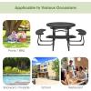 imageGiantex Picnic Table Set for Up to 8 Persons Round Outdoor Table and Bench Set with Umbrella Hole HDPE Top amp Metal Frame 2000LBS Capacity Patio Table Bench for Deck Backyard Garden GreenBlack
