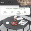 imageGiantex Picnic Table Set for Up to 8 Persons Round Outdoor Table and Bench Set with Umbrella Hole HDPE Top amp Metal Frame 2000LBS Capacity Patio Table Bench for Deck Backyard Garden GreenBlack