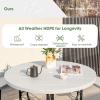 imageGiantex Picnic Table Set for Up to 8 Persons Round Outdoor Table and Bench Set with Umbrella Hole HDPE Top amp Metal Frame 2000LBS Capacity Patio Table Bench for Deck Backyard Garden GreenWhite