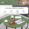 imageGiantex Picnic Table Set for Up to 8 Persons Round Outdoor Table and Bench Set with Umbrella Hole HDPE Top amp Metal Frame 2000LBS Capacity Patio Table Bench for Deck Backyard Garden GreenGreen